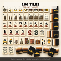 Jeu de Mahjong américain vintage de New York en acrylique, thème voyage, coffret noir ivoire chaud