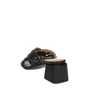 Nero Clarcona tacco alto pantofole Open Toe quadrato sottile tacco a punta in pizzo materiale superiore PU 8cm moda tendenza Slip-On - Product Image 2