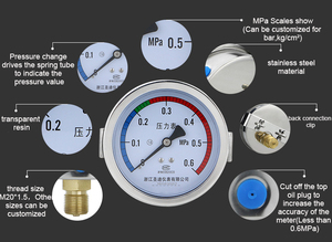 100 मिमी बैक कनेक्शन क्लैंप प्रकार दबाव वैक्यूम गेज ZG1/2 परिशुद्धता मैनोमीटर वायु दबाव गेज - Product Image 5