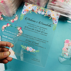 Impresión uv personalizada, logotipo <span class=keywords><strong>de</strong></span> lámina dorada, tarjeta <span class=keywords><strong>de</strong></span> invitación acrílica <span class=keywords><strong>de</strong></span> boda, diseño sin cantidad mínima - Product Image 2