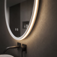 Espejo de Vanidad Redondo Moderno con Iluminación LED Inteligente IP44, Antivaho, de Pared, con Luz Ajustable para Uso en Hoteles y Apartamentos