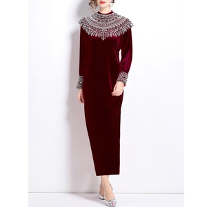 Giản Dị Dài Ăn Mặc 2025 Nhung Pháp Ăn Mặc Của Phụ Nữ Thanh Lịch Sang Trọng Cho Nữ Thần Chic <span class=keywords><strong>Parisian</strong></span> Phong Cách Giản Dị Dresses Cho Phụ Nữ - Product Image 4