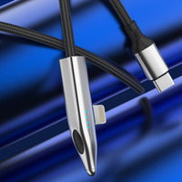 Cable de Carga Rápida Tipo-C a C de 90 Grados, de Nailon, 3A, 60W PD (240W Máx.), para Ahorrar Espacio, Compatible con IOS, MacBook y Laptop