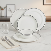 Service de table personnalisable de luxe en porcelaine fine, vaisselle en porcelaine blanche, ensemble d'assiettes en céramique écologiques pour hôtels et salons de thé