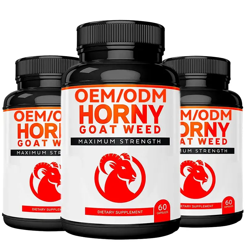 Label kustom suplemen pria kapsul rumput Horny Goat 100% penguat alami stamina Herbal Kesehatan