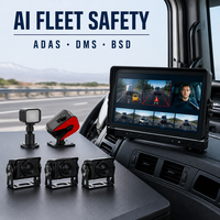 Système de surveillance 4 canaux 10,26 pouces avec écran tactile IA BSD ADAS, enregistreur DVR AHD, caméras de recul et détection d'angle mort 360° pour camions, bus, VR, IP68