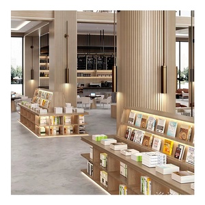 Lujo nogal PVC modelo inteligente de madera abierto arco giratorio de madera biblioteca de pared estantería gabinete - Product Image 5