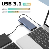 Concentrador multipuerto de estación de acoplamiento 14 en 1 con doble HDTV 4K, DP, USB de 10Gbps, PD 100W, RJ45, lector de tarjetas, 2 unidades en 1, 2 unidades, 1 unidad