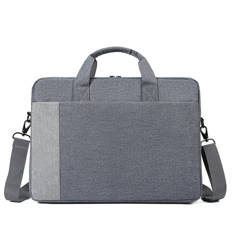 Custom gray color polyester office school work shoulder tote notebook bag 15 inches business portable laptop bag for women men