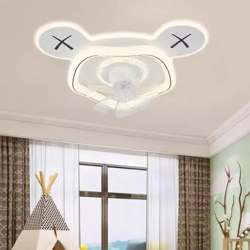 Lâmpada Aochi para quarto infantil com ventilador de teto criativo integrado para meninas