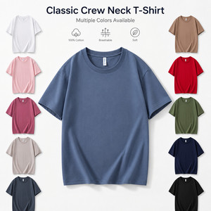 Wholesale High Quality Blank T Shirt Short Sleeve Plain Crew Neck T-shirt for Custom Logo Printing - Product Image 1