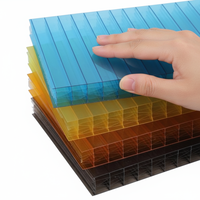 Panneau de toiture transparent écologique anti-UV multicolore en polycarbonate, plaque de polycarbonate à 7 parois en forme de losange pour toiture