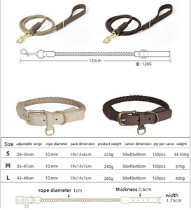 <span class=keywords><strong>Collar</strong></span> Personalizado para Mascotas de Cuero Vacuno Genuino de Fábrica Directa, Collares para Perros Elegantes Trenzados a Mano con Accesorios de Latón - Product Image 5