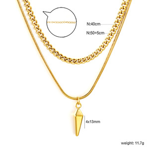 Collares con Colgante de Moda, Acero Inoxidable, Diseño de Doble Capa con Puntas, Unisex, Uso Diario, Estilo Geométrico, Joyería Hip Hop - Product Image 5