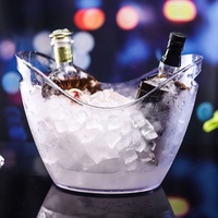 Vente en gros sur mesure seau à glace en acrylique pour bar champagne bière avec poignées grands seaux à glace seau à bière