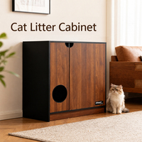 Armoire à litière pour chats, usage humain et animal, en placage de bois, double porte, anti-éclaboussures de litière, multi-usages, multi-rangements pour chats d'intérieur