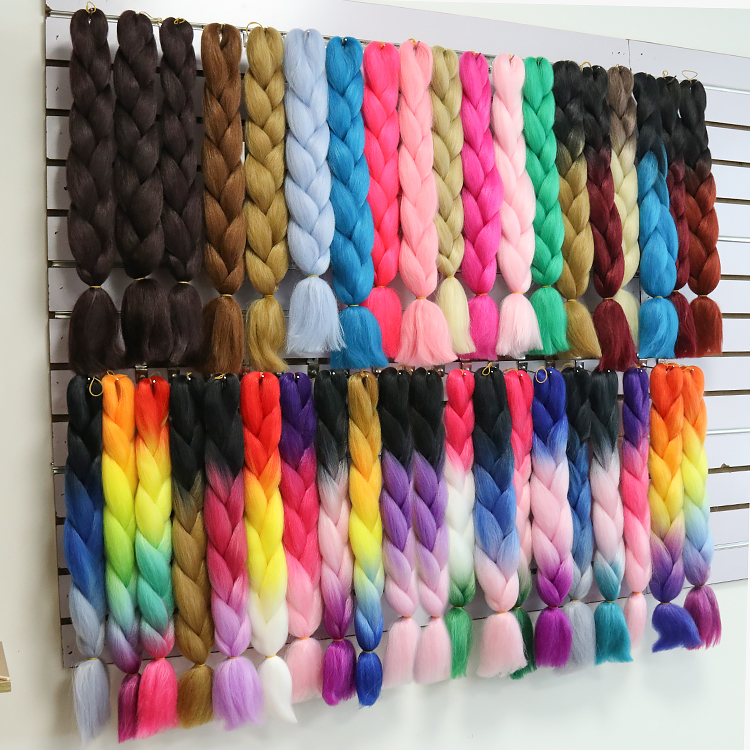 Wholesale Kanekalon Synthetic Hair 3 Tone Super Jumbo Hair Braids Yaki Texture Ombre Ultra Expression Braiding Hair Jumbo