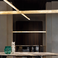 Bar de Table à manger de style italien simple décoration créative mode Design créatif haut de gamme lustre en marbre suspendu en fil d'acier