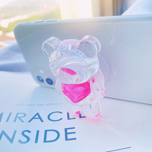 Customized Color Transparent Mobile Holder 3D Resin Bear With Heart Phone Grip Eject Phone <strong>Socket</strong> for Phone Accessories - Product Image 5