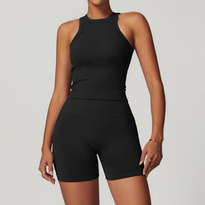 Abbigliamento da palestra con Logo personalizzato abbigliamento da ginnastica pantaloncini da Yoga traspiranti set di pantaloni attillati per il Fitness Casual - Product Image 5