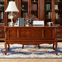 Bureau en bois sculpté de style européen, sortie d'usine, bureau de direction en bois massif pour salle d'étude et hall d'hôtel, mobilier de bureau à domicile