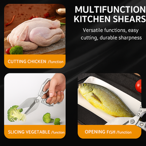 Ciseaux <span class=keywords><strong>de</strong></span> cuisine multi-usages robustes en acier inoxydable 3Cr14 avec poignées en alliage d'aluminium pour couper la viande et le <span class=keywords><strong>poulet</strong></span> - Product Image 2
