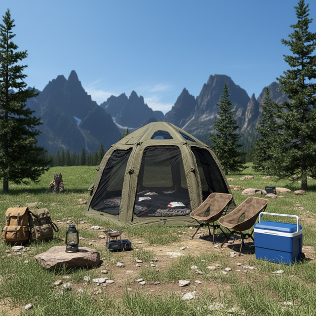 16 Sqm 210g TC Cotton Dome House Transparent Inflatable Dome Tent Outdoor Portable Dome Tent Glamping for Sell
