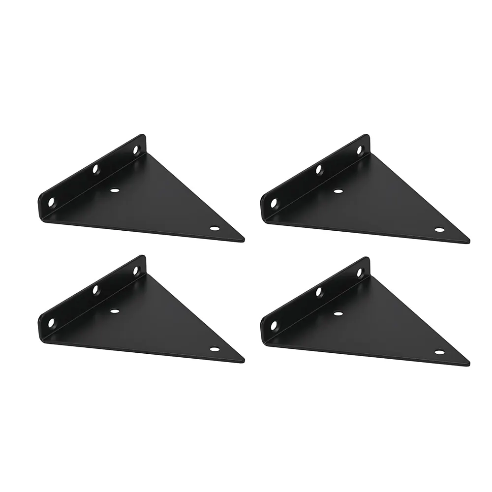 Suporte de ângulo decorativo de aço preto do cinta de canto resistente para a prateleira suporte triangular