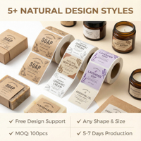 Étiquettes de savon en papier kraft écologiques personnalisées |   Autocollants en rouleau biodégradables bruns pour l'emballage de produits de soin de la peau biologiques faits à la main