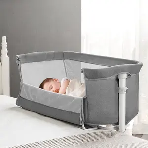 Xách tay linh hoạt có thể điều chỉnh chiều cao cạnh giường ngủ cấu trúc sắt Giường trẻ sơ sinh co ngủ trẻ em bé sơ sinh cũi