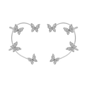 New Fashion Butterfly Full Diamond Sparkling Crystal Ear Hanging Female Temperament Ear Clip Accessories Butterfly <b>Cuff</b> <b>Earrings</b> - Product Image 5