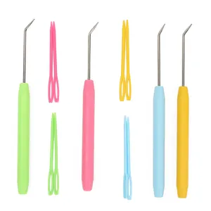 JP Rubber Handle Lace Yarn Weave Knitting Colored Braided Conical Needle Crochet Hooks Needles