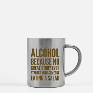 Alcohol Because No Great Story Ever Taza Dorada y Plateada - Product Image 2