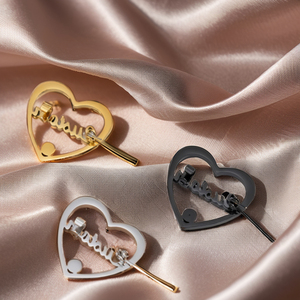 Gran oferta, broches de moda de acero inoxidable personalizados para mujer con piedra de nacimiento, Clip de corbata en forma de corazón para regalo de fiestas de boda - Product Image 3