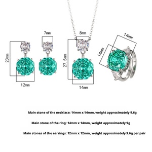Fashion Eco-friendly Copper Wedding Necklace Sets for Women Jewelry 14-12mm Green Cubic Zirconia Rose Cut Elegant Bridal Set - Product Image 2