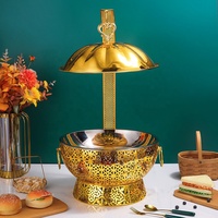 8L Chafing Dish Buffet-Wärmer mit Hängedeckelständer, vergoldeter Speisenwärmer für Hotel, Restaurant, Hochzeit, Party, Catering