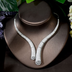 Hibride Nieuwe Aankomst <span class=keywords><strong>2</strong></span> Stuks Ketting Oorbel Sieraden Set Voor Vrouwen Huwelijksfeest Volledige Zirkoon Dubai Bruids Sieraden Set Cadeau N-1811 - Product Image 4