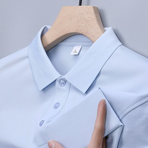 Chemise polo à col en soie Shidou, couleur unie, tailles S, M, L, XL, XXL, XXXL, 4XL, 5XL, 6XL, vêtements de travail pour personnes d'âge moyen - Product Image 3