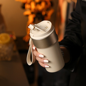 Elegante Vaso Térmico de Acero Inoxidable 316 para Mujer, Taza de Café Portátil de Doble Capa al Vacío con Asa de Transporte Conveniente - Product Image 5