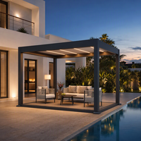 Kit de pergola rétractable en aluminium 4x3m avec toit à lames motorisé certifié CE pour jardin, patio, projet de vente en gros
