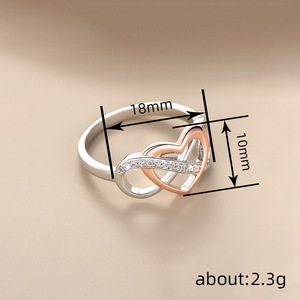 Anello con Design a Cuore Aperto e Infinito, Bicolore, per Donne - Product Image 4