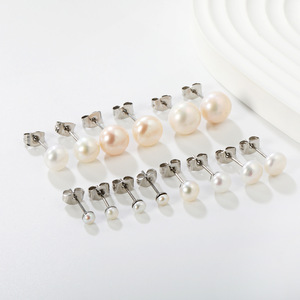 Pendientes de Perlas Elegantes y Sencillos, Chapados en Oro de 18k, Acero Inoxidable, Perlas de Imitación, Joyería de Moda para Mujer - Product Image 2