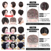 Perruque Lace Front Wig Remy brésilienne naturelle, cheveux bouclés, coupe Pixie, partie latérale, pre-plucked, HD, courte, lisse, 6 pouces,