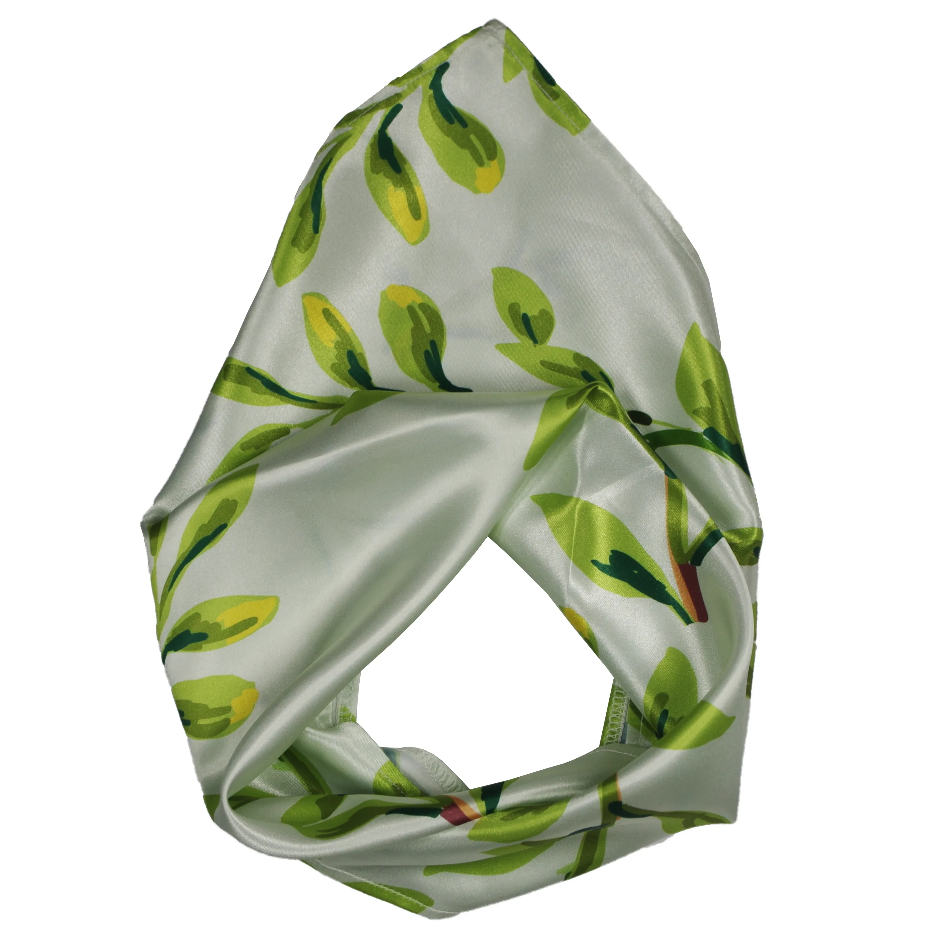 Bandana de seda suave con etiqueta privada personalizada, buena solidez de color, pañuelos para el pelo para uso diario para mujeres y niñas