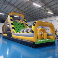 Parcours d'obstacles gonflable commercial avec toboggan, mur d'escalade et tunnels, défi d'assaut gonflable pour enfants et adultes à louer