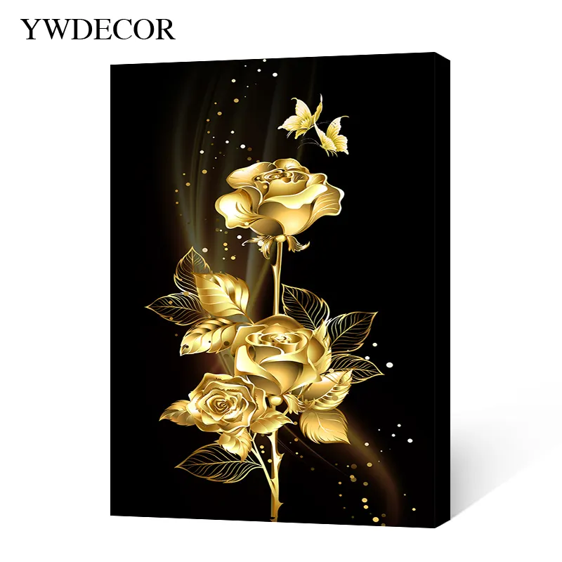 2022 best selling gold flower poster print wall art painting and picture for home living room decoration