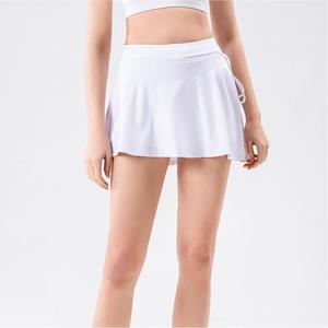 Jupe de tennis taille haute pour femme avec cordon de serrage latéral, poches latérales, anti-transparence, séchage rapide, pour yoga et golf - Product Image 3