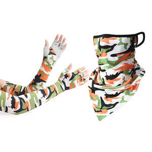 Cycling Arm Sleeves With Triangular Scarf Set Ice Silk Sun Protection Outdoor Unisex Adult Quick Dry Face Mask - Product Image 3