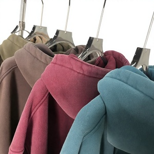 Men's 365g Cotton Pullover Hoodie Washed Distressed <b>Fleece</b> <b>Lined</b> Loose Fit Retro <b>Sweatshirt</b> for Autumn - Product Image 3