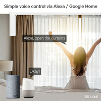 Kit de Motor Inteligente para Cortinas SIXWGH EWeLink, Motor Eléctrico de CC Silencioso de 45W y 60kg de Carga, Compatible con Alexa, Google Home y Control por Aplicación, para Hoteles